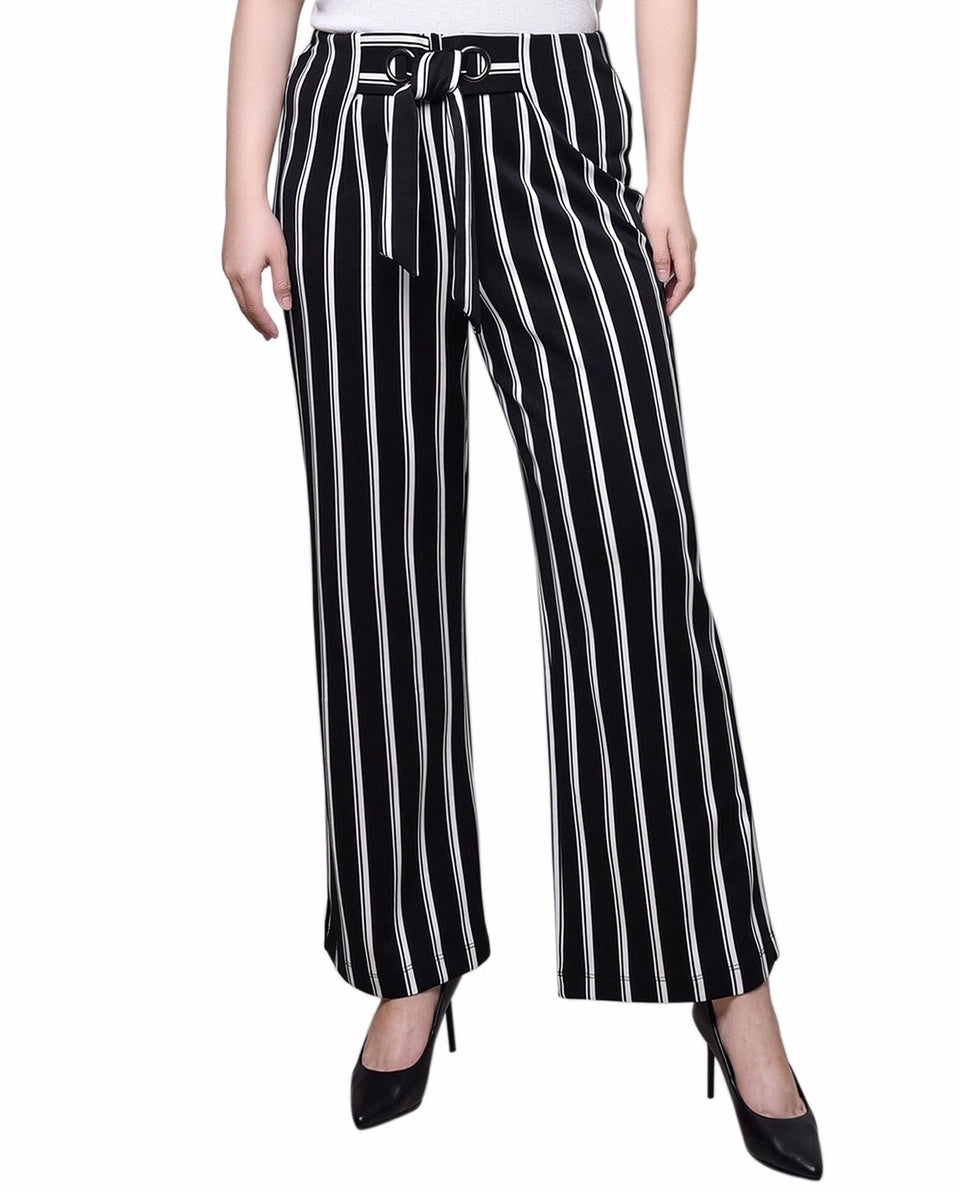  NY Collection Wide Leg Grommet Pants - Black - Bonton