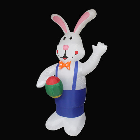 Inflatable Lighted Standing Easter Bunny With Egg Outdoor Decoration - 7'