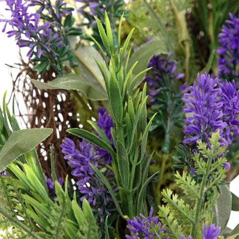 Lavender and Spring Foliage Artificial Floral Wreath  Purple - 24-Inch