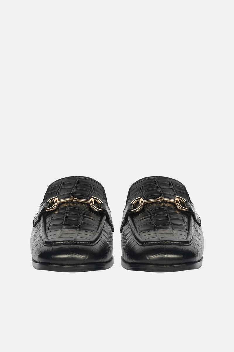  Saint G Savannah Croco - Heeled Mule - Black - Bonton