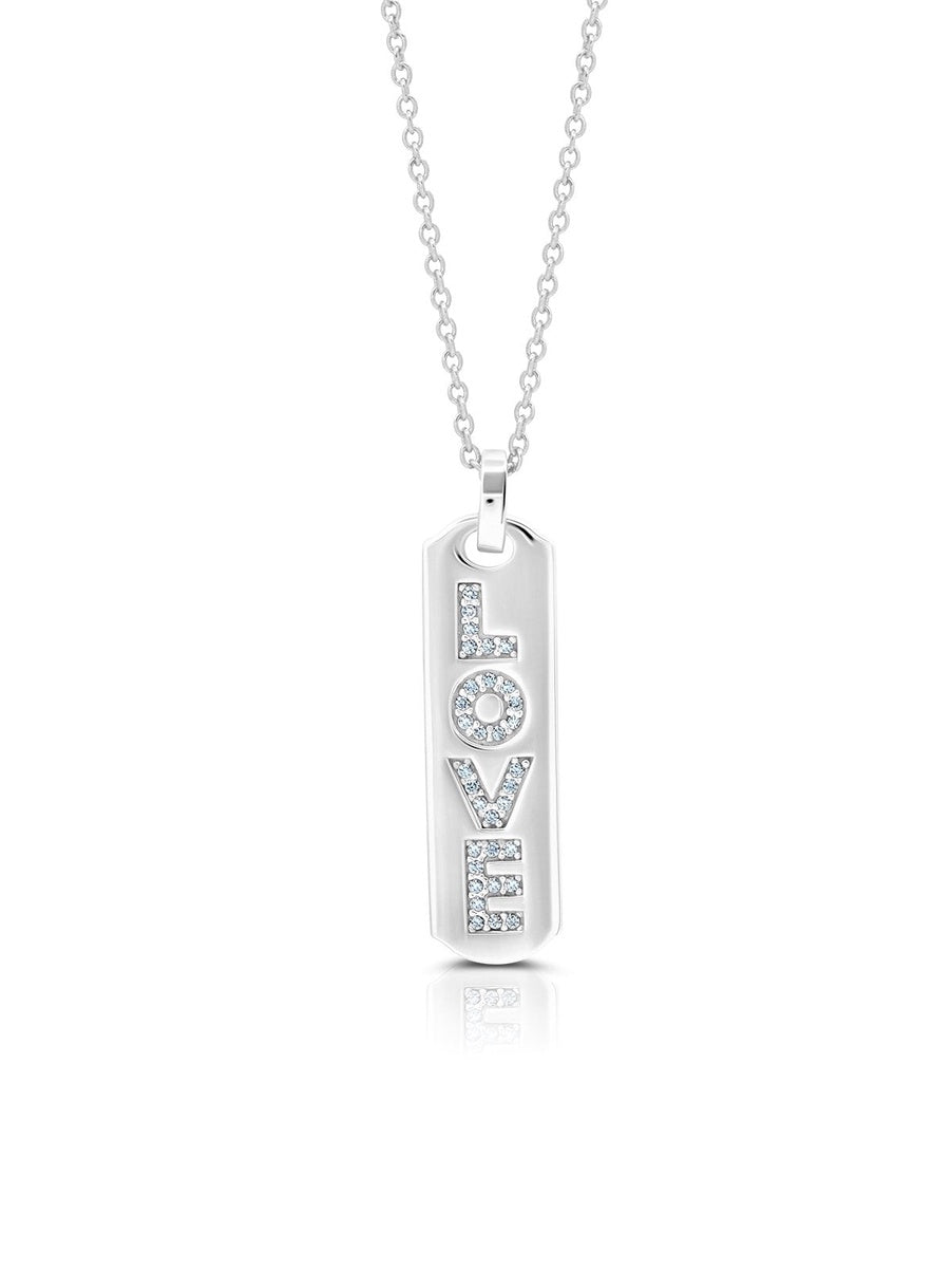  CRISLU Love With Round Cut Stones Dog Tag Necklace 16