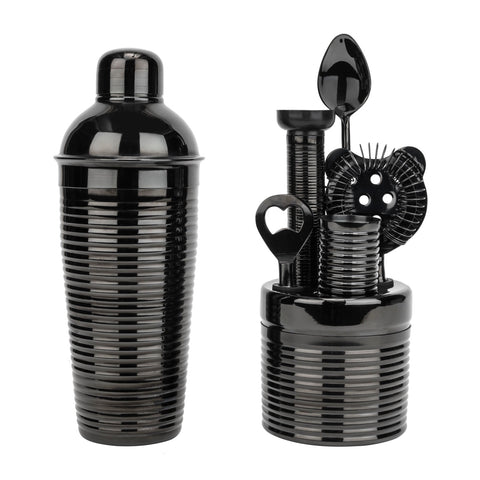 French Home 7-Piece Black Barware Set