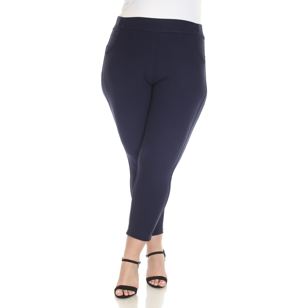  White Mark Plus Size Super Soft Elastic Waistband Scuba Pants - 1X - Bonton