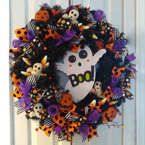 Colorado Spruce Artificial Halloween Wreath - 24" - Black - Unlit