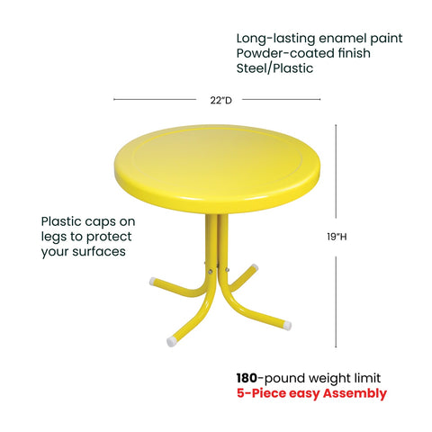 22" Outdoor Retro Metal Tulip Side Table  Yellow