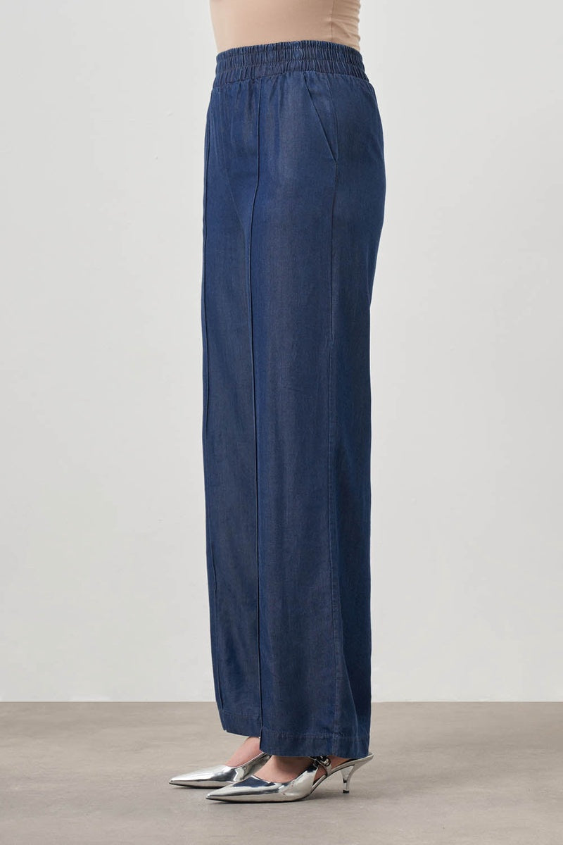  Mizalle Mizalle-Wide Leg Denim Pants-Indigo - Indigo - Bonton