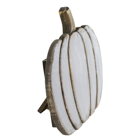 Wooden Pumpkin Fall Harvest Decoration - 13.75 - White