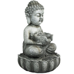 21.5" Buddha in Sukhasana Pose Outdoor Garden Water Fountain