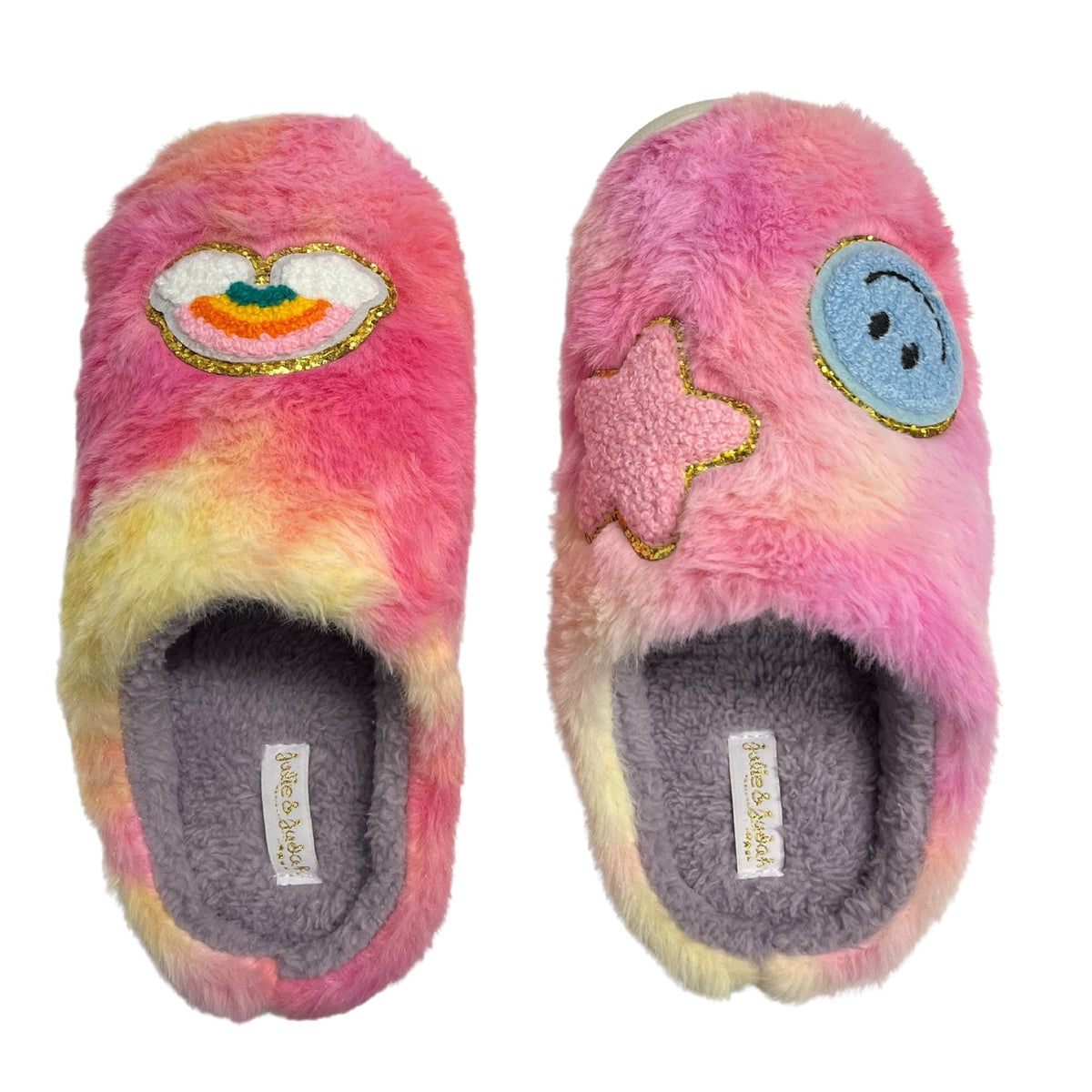  Marcus Adler Fuzzy Patch Slippers - Pink - Bonton