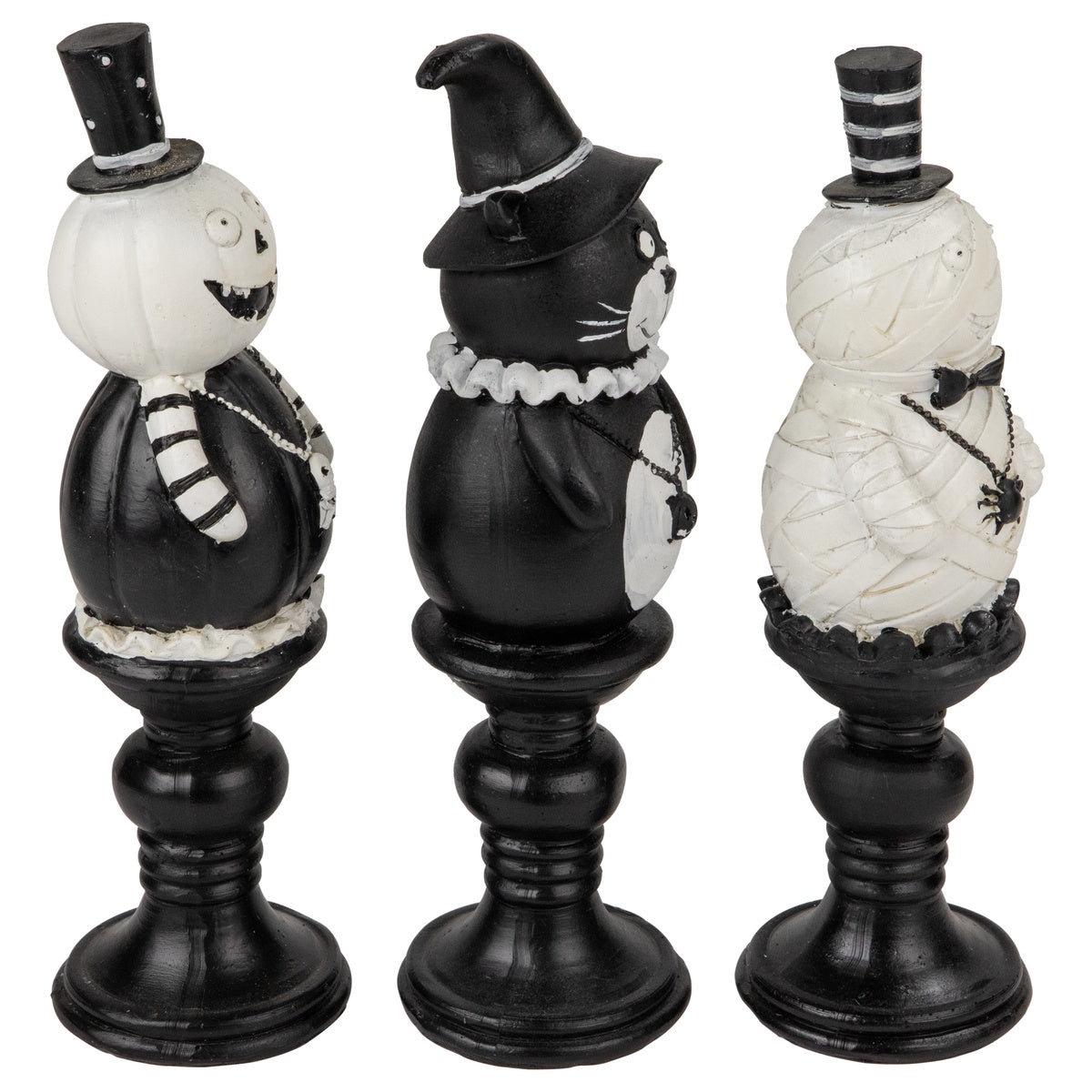  Northlight Pumpkin  Cat and Ghost Halloween Candlestick Decorations - 8.25