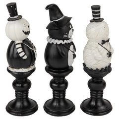 Pumpkin  Cat and Ghost Halloween Candlestick Decorations - 8.25" - Set of 3