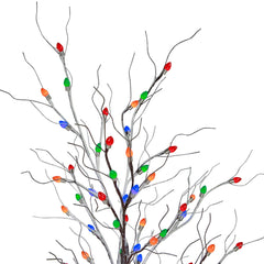 6' Brown LED Lighted Frosted Christmas Twig Tree - Multi-Color Lights