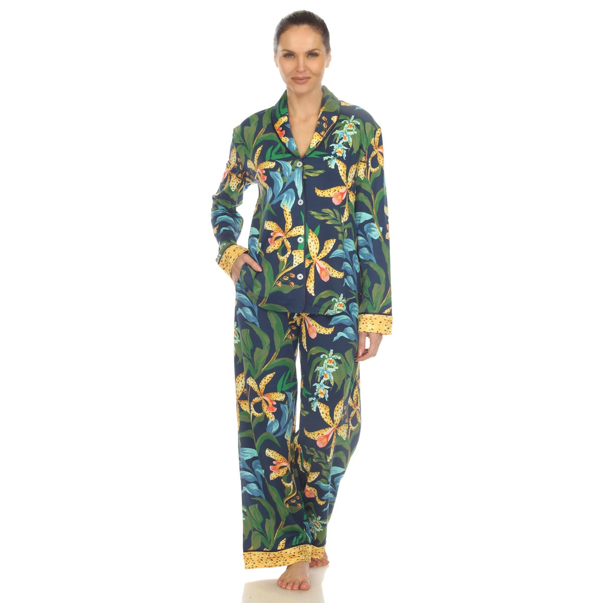  White Mark Women's Two Piece Wildflower Print Pajama Set - XL - Bonton