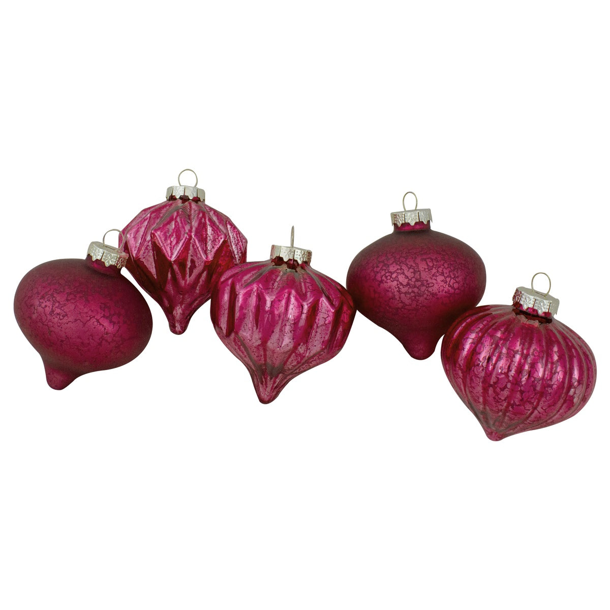  Northlight 12ct Pink Mercury Glass Style Glass Christmas Ornament Set 3