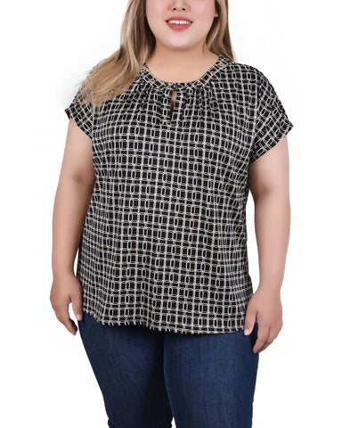 Plus Size Extended Sleeve Top With Grommets