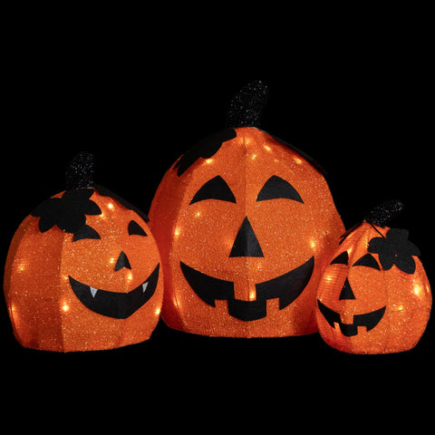 LED Lighted Jack O' Lantern Outdoor Halloween Decorations - Warm White - Set of 3