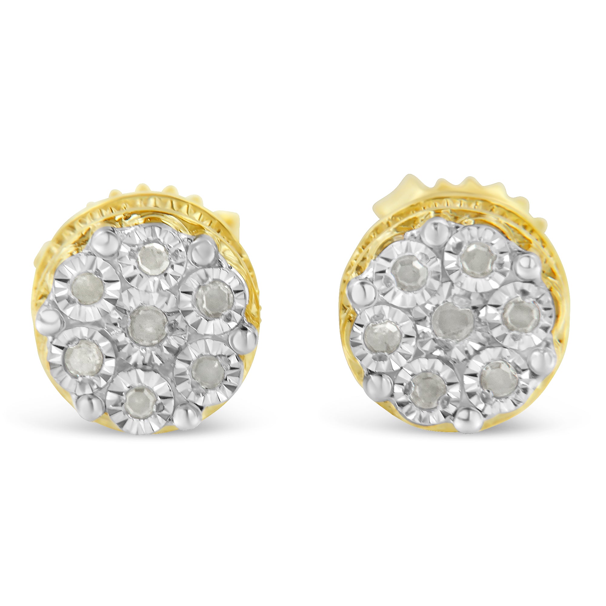  Haus of Brilliance 14K Yellow Gold Plated .925 Sterling Silver 1/7 Cttw Diamond Miracle Set Stud Earrings (I-J Color, I3 Promo Clarity) - Default Title - Bonton