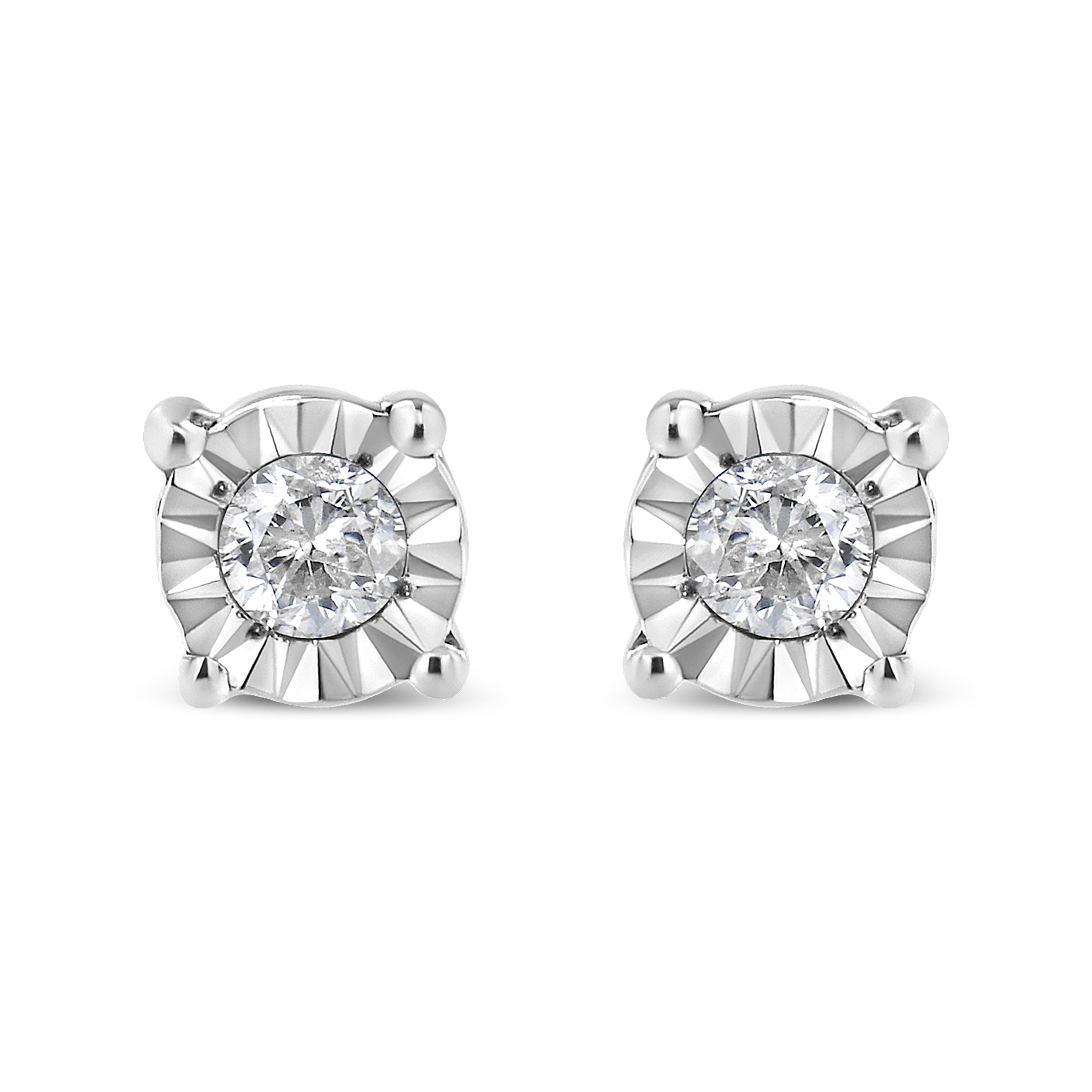 Haus of Brilliance .925 Sterling Silver 1/10 Cttw Round Brilliant-Cut Diamond Miracle-Set Stud Earrings (J-K Color, I3 Clarity) - White - Bonton