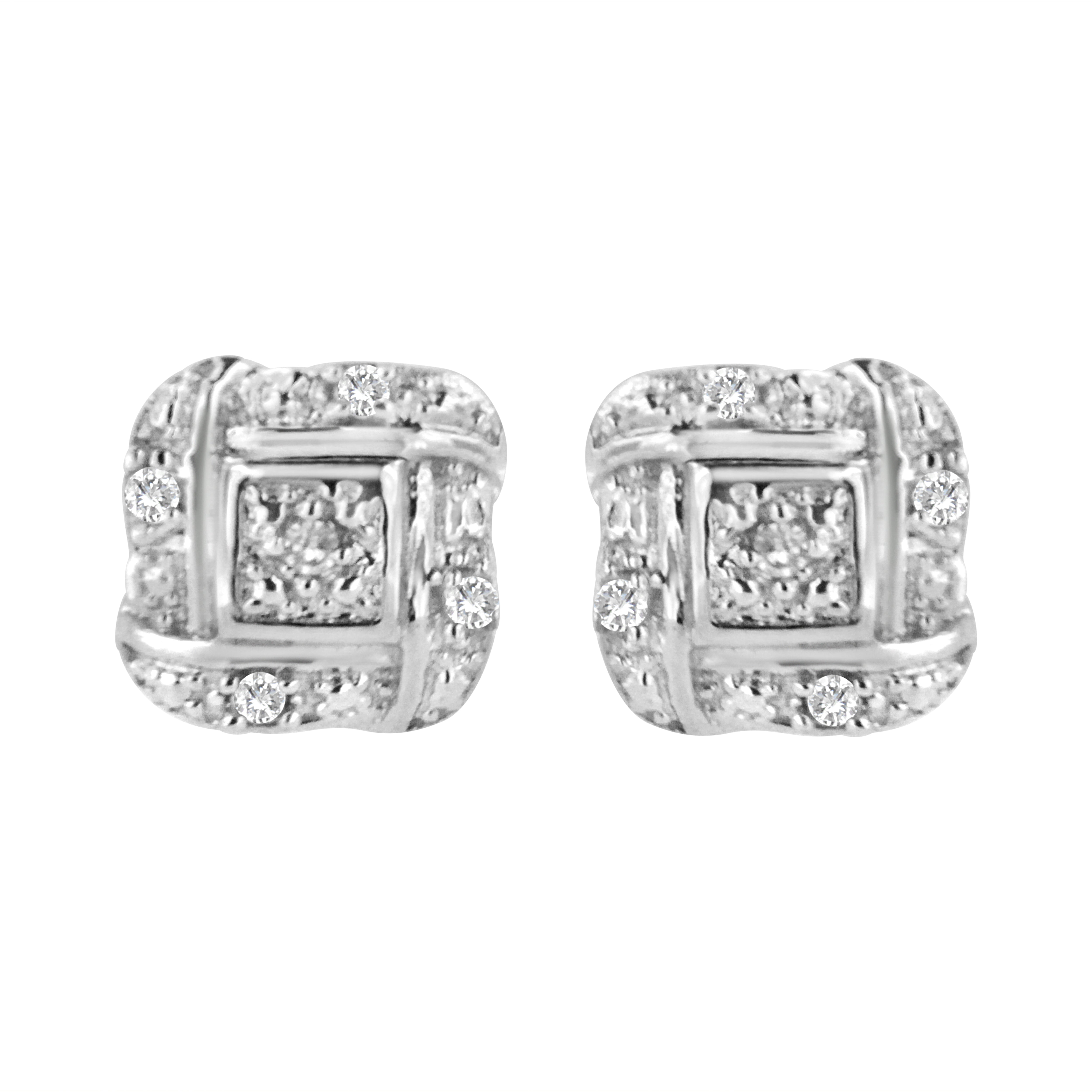  Haus of Brilliance .925 Sterling Silver Round-Cut Diamond Accent Swirl Square Knot Stud Earrings (H-I Color, I2-I3 Clarity) - Default Title - Bonton