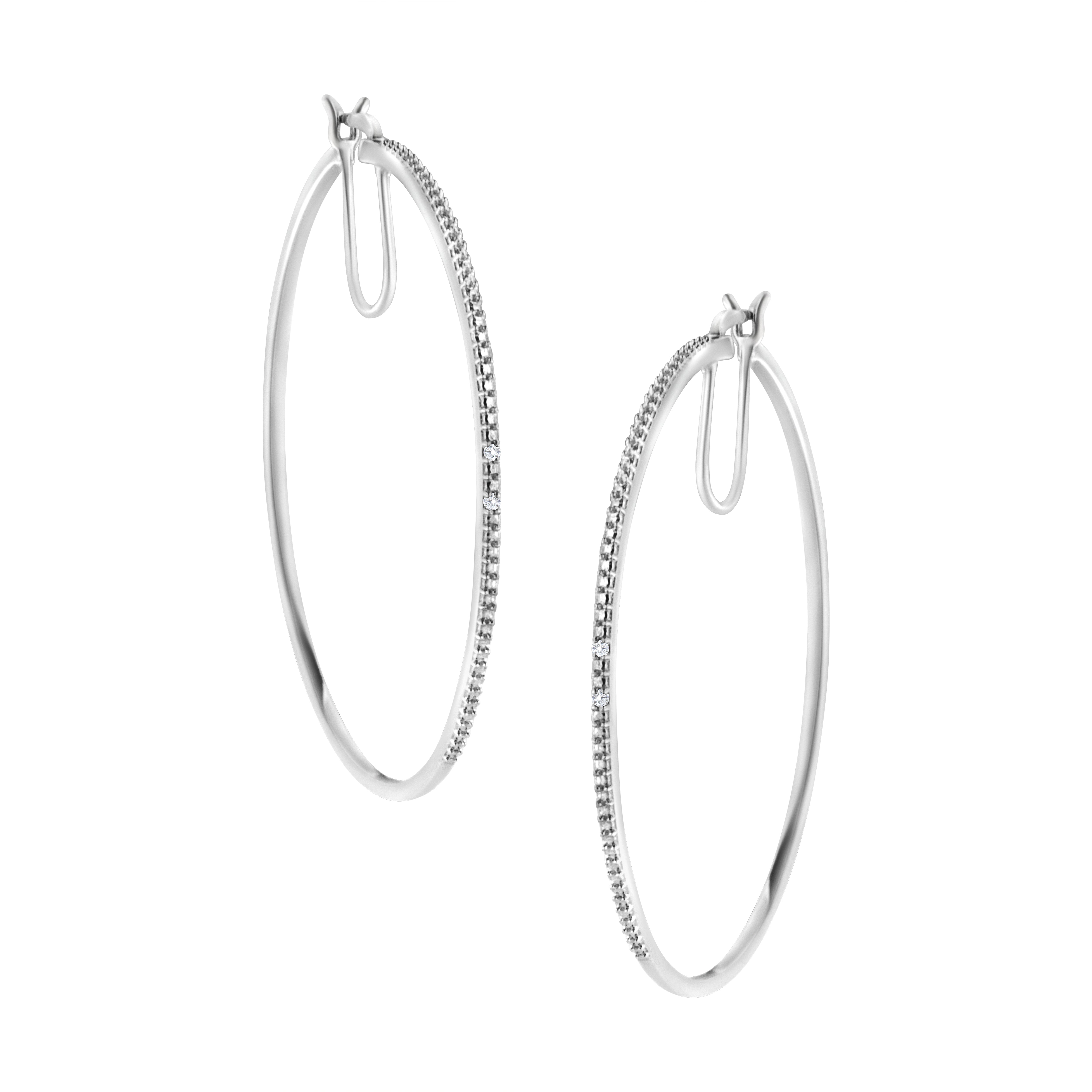  Haus of Brilliance .925 Sterling Silver Diamond Accent Medium Sized Hoops Earrings (I-J Color, I2-I3 Clarity) - Default Title - Bonton