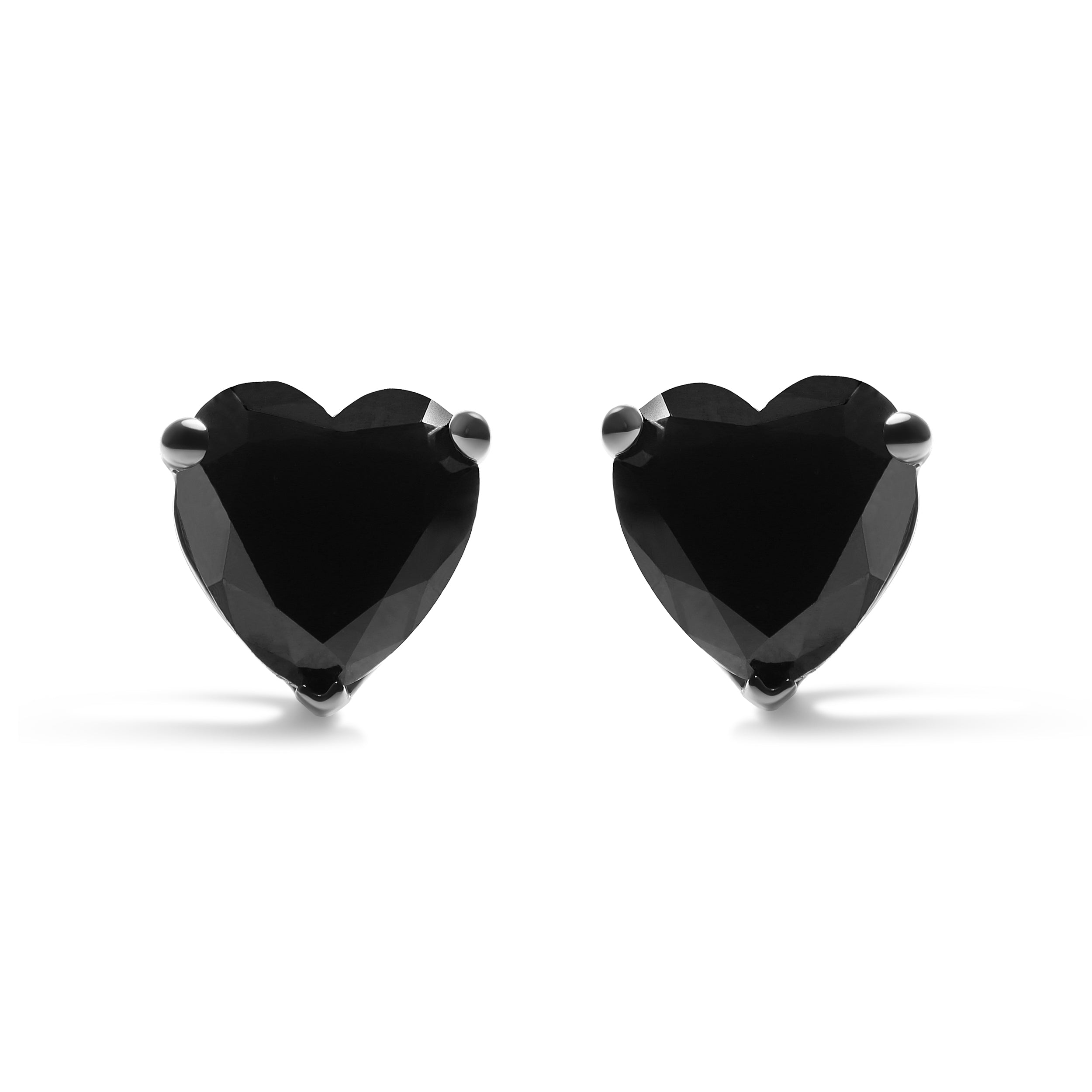  Haus of Brilliance 14K White Gold 2.00 Cttw Heart Shaped Black Diamond Solitaire Stud Earrings (Black Color, I1-I2 Clarity) - Default Title - Bonton