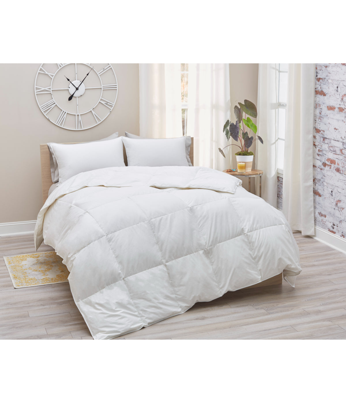  Living Quarters Summer Weight Sateen European White Goose Down Comforter - White - Bonton