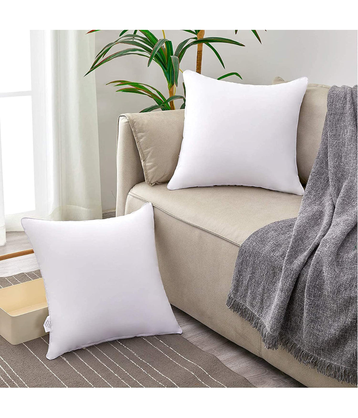  Living Quarters Decorative Feather Pillow Inserts Set of 2 - White - Bonton