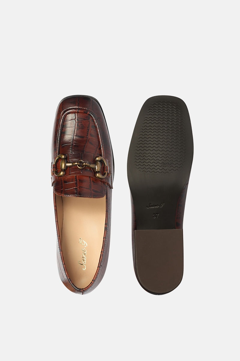  Saint G Jacqueline Croco - Heeled Loafers - Chocolate - Bonton