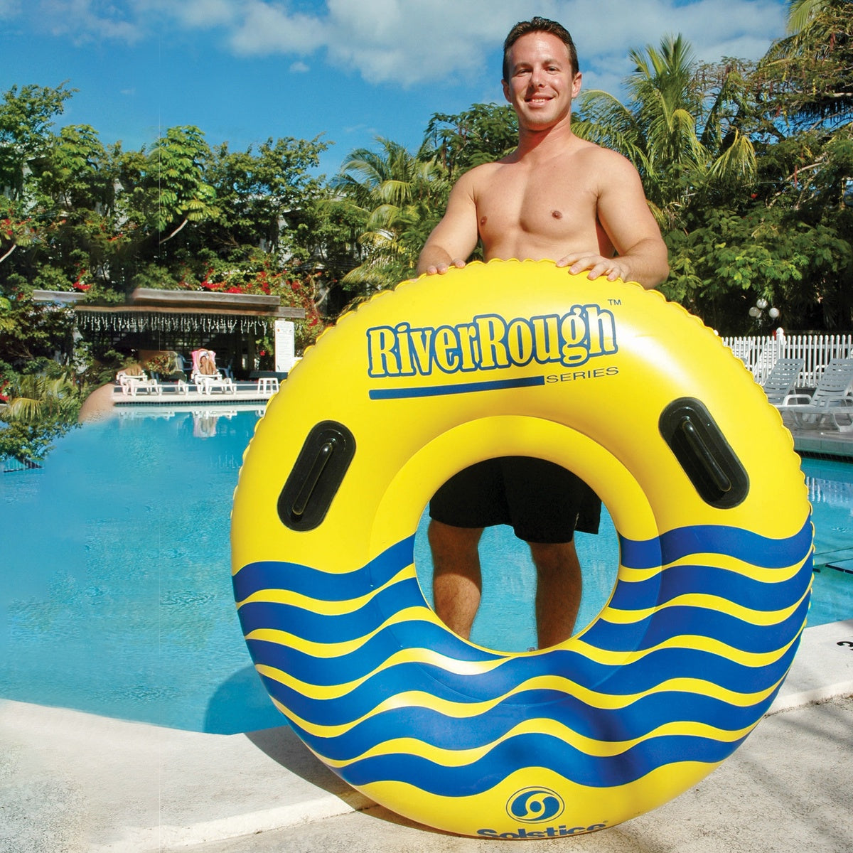  Swim Central Inflatable River Rough Swimming Pool Ring Tube With Handles - 48