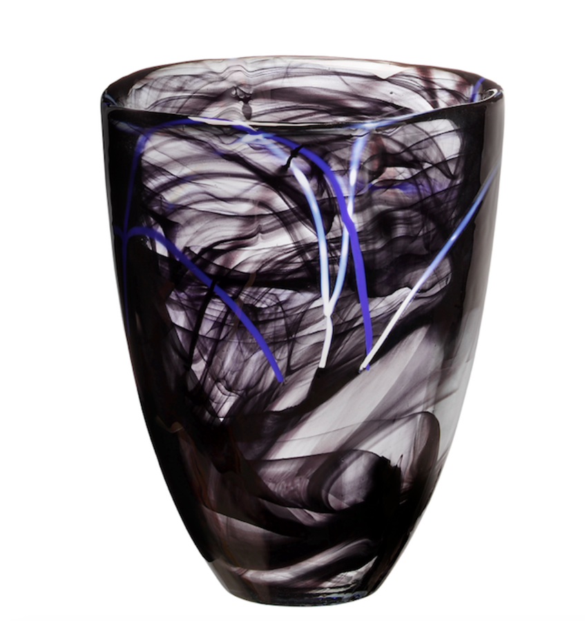  Contrast Vase - Clear/ Black Swirl - Bonton