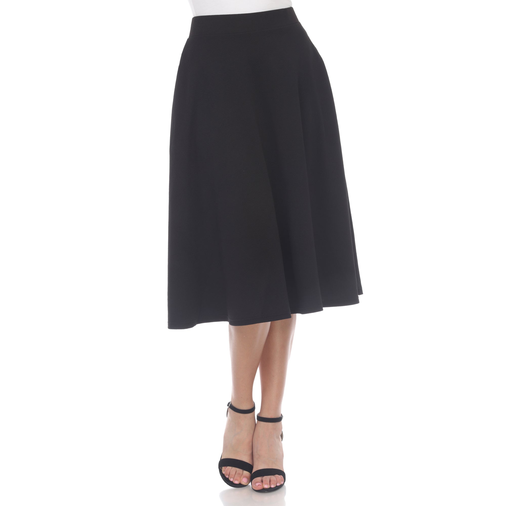  White Mark Flared Midi Skirt With Pockets - S - Bonton