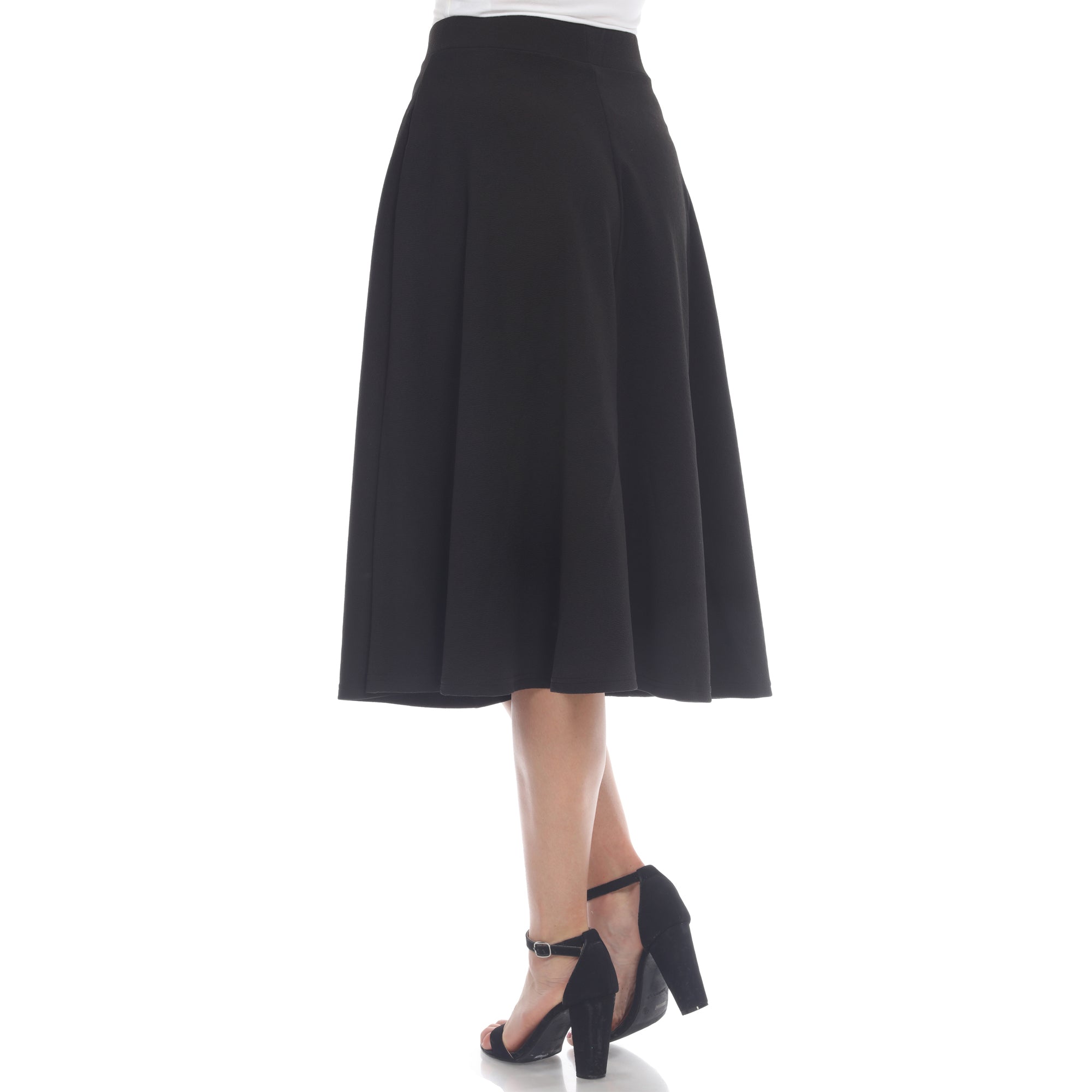  White Mark Flared Midi Skirt With Pockets - S - Bonton