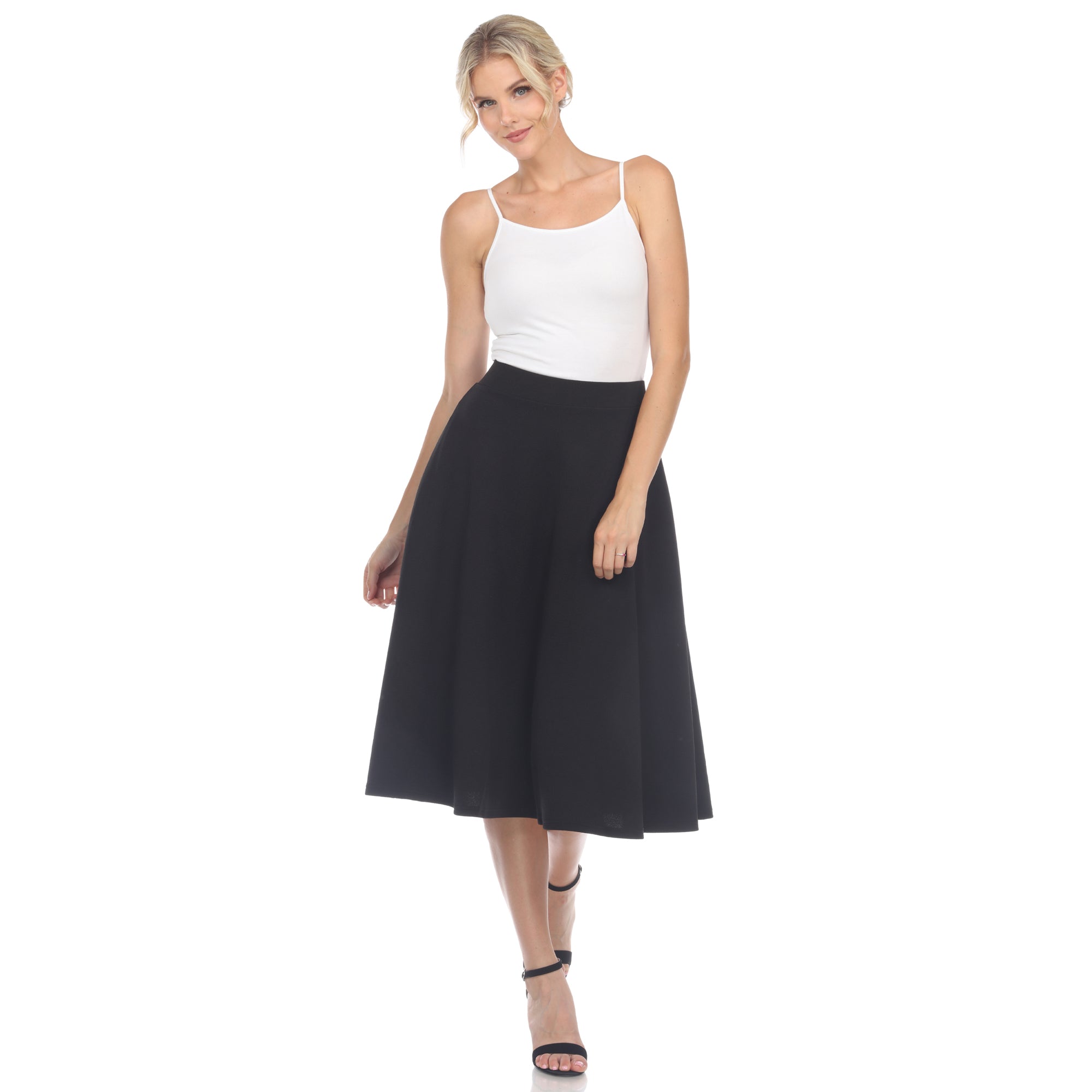  White Mark Flared Midi Skirt With Pockets - S - Bonton