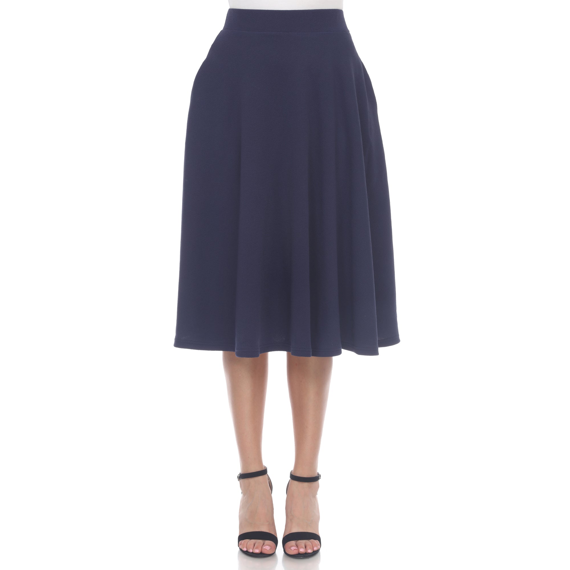  White Mark Flared Midi Skirt With Pockets - S - Bonton