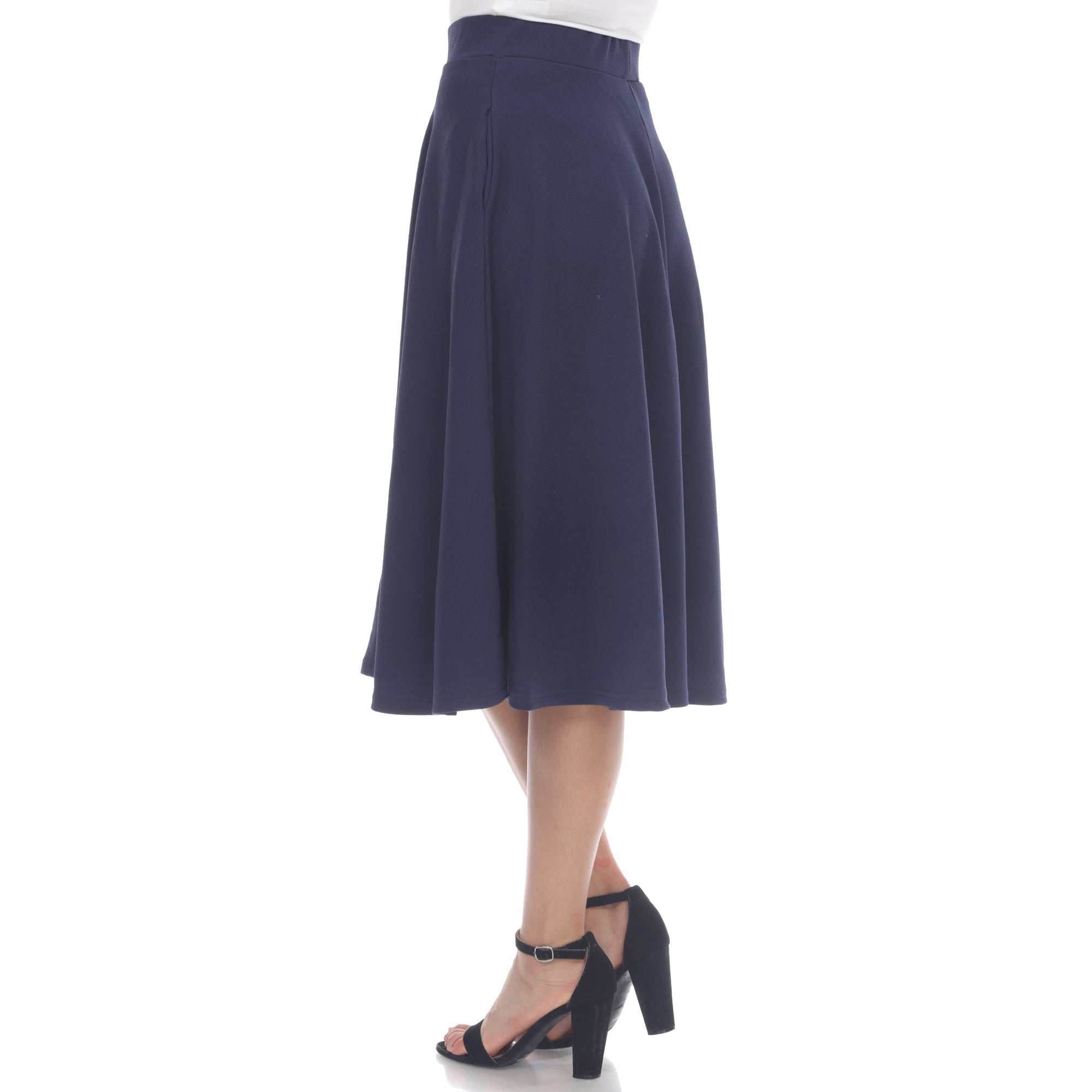  White Mark Flared Midi Skirt With Pockets - S - Bonton