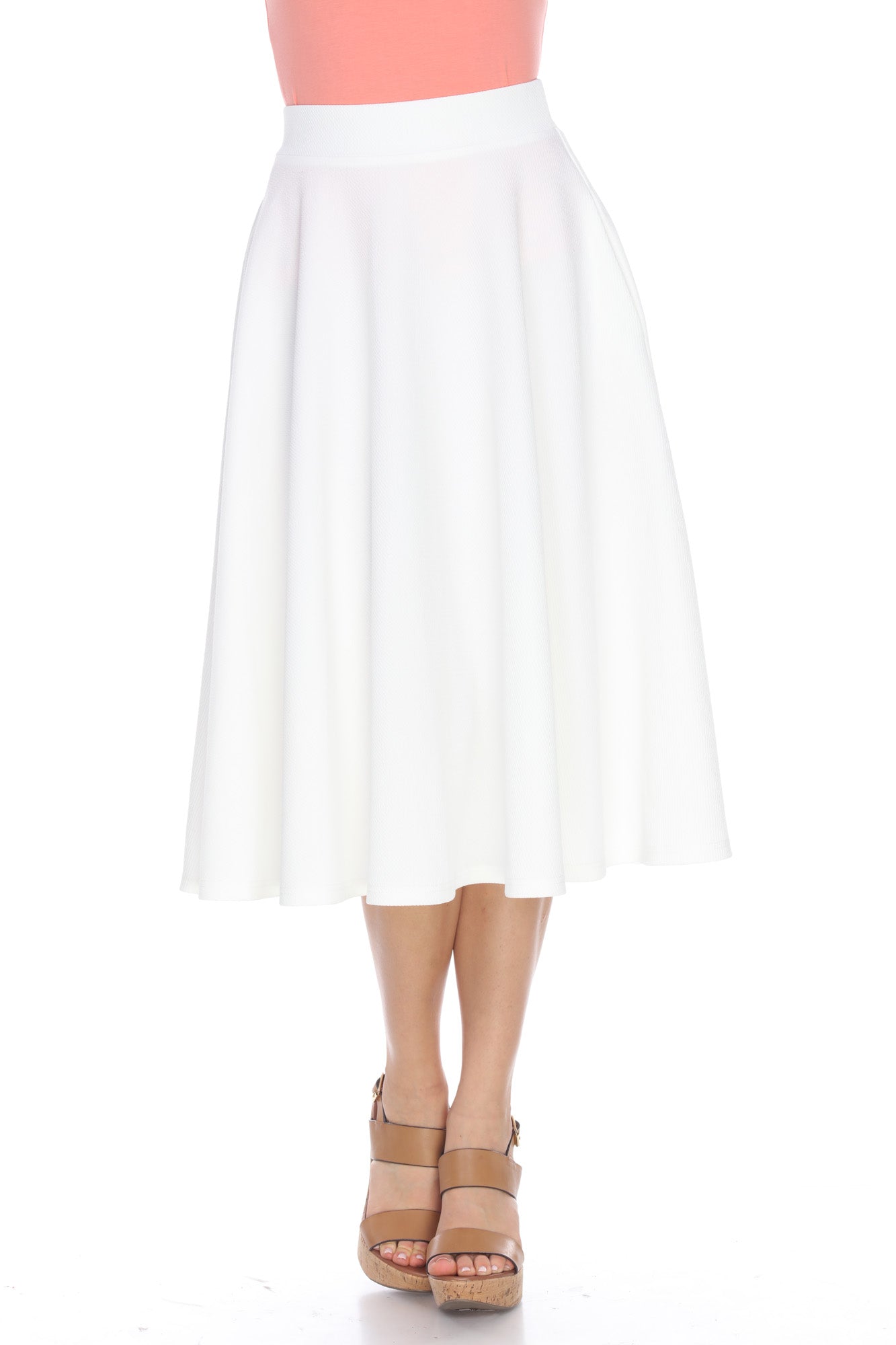  White Mark Flared Midi Skirt With Pockets - S - Bonton