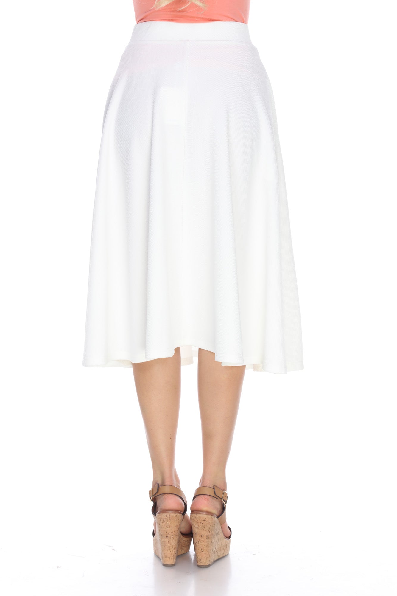  White Mark Flared Midi Skirt With Pockets - S - Bonton