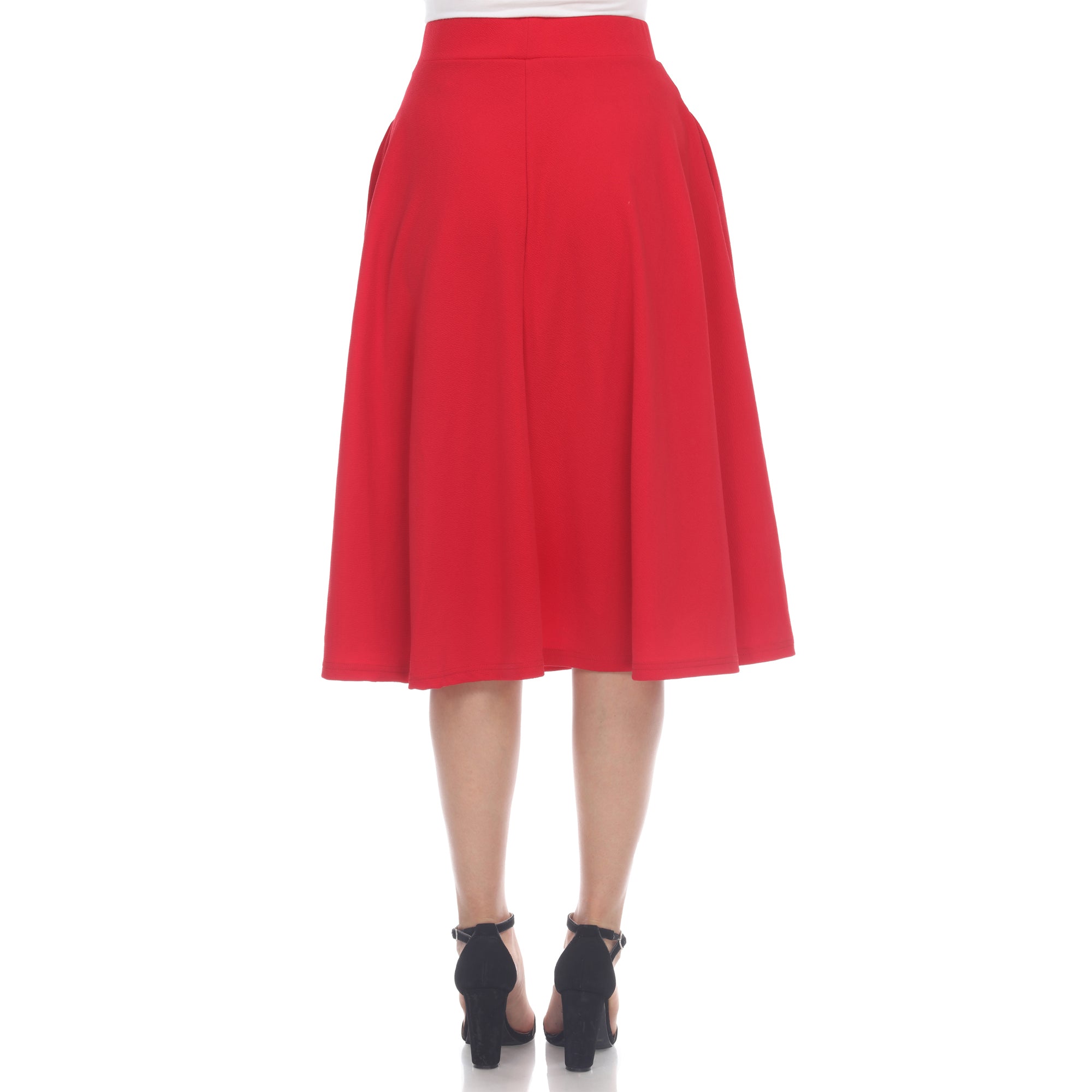  White Mark Flared Midi Skirt With Pockets - S - Bonton