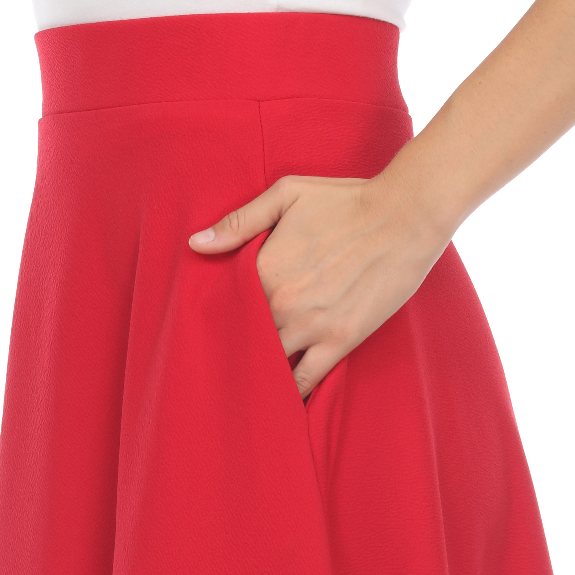  White Mark Flared Midi Skirt With Pockets - S - Bonton