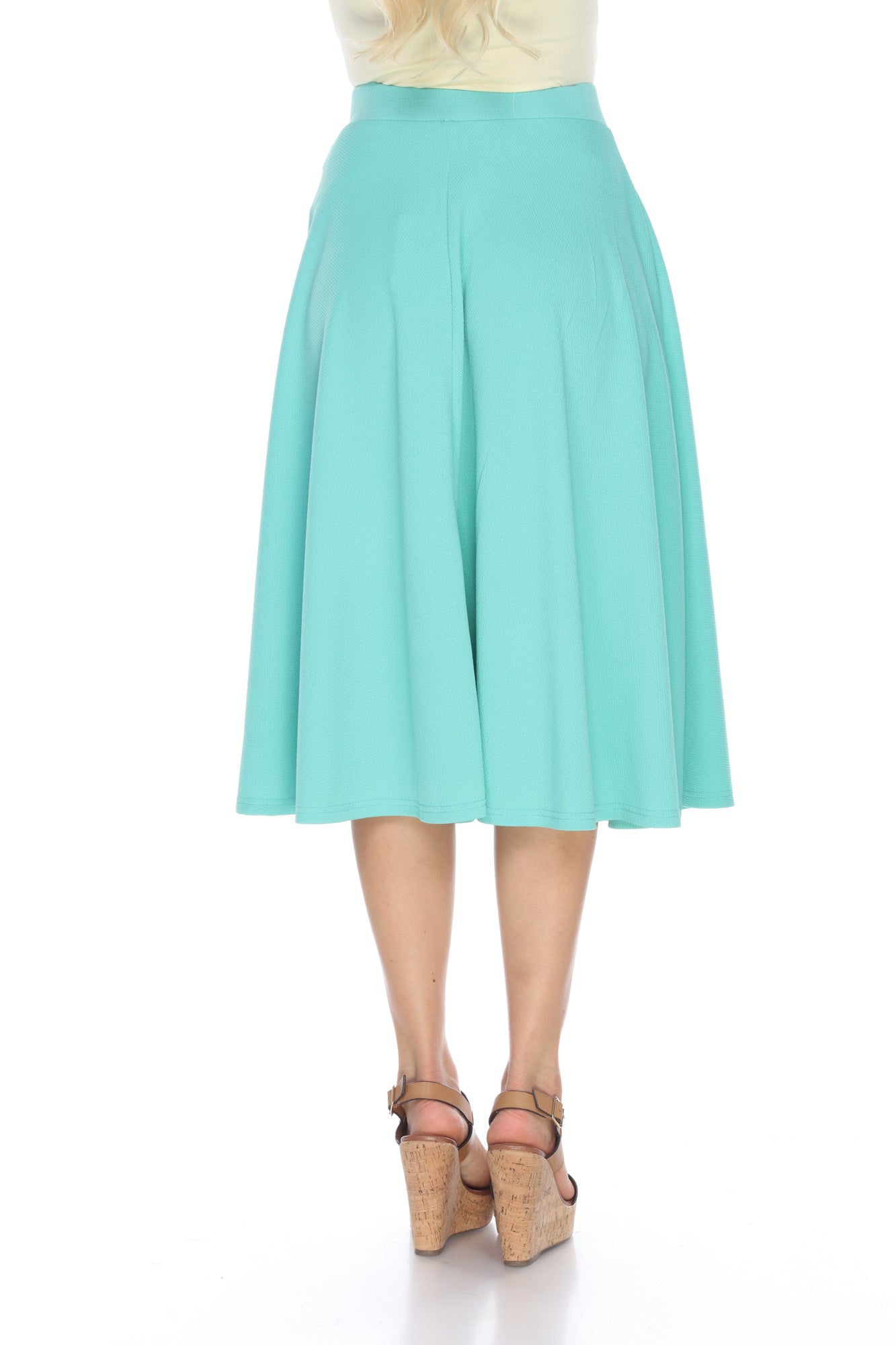  White Mark Flared Midi Skirt With Pockets - S - Bonton