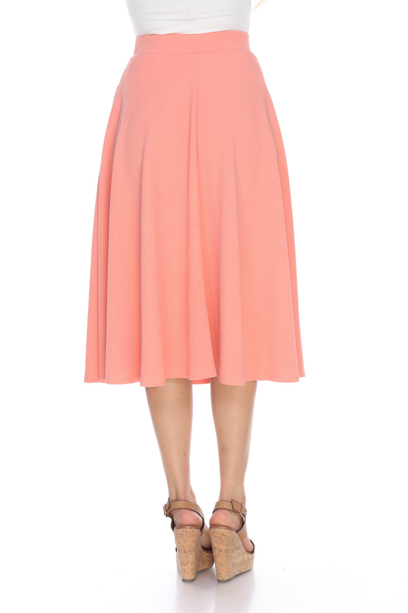  White Mark Flared Midi Skirt With Pockets - S - Bonton