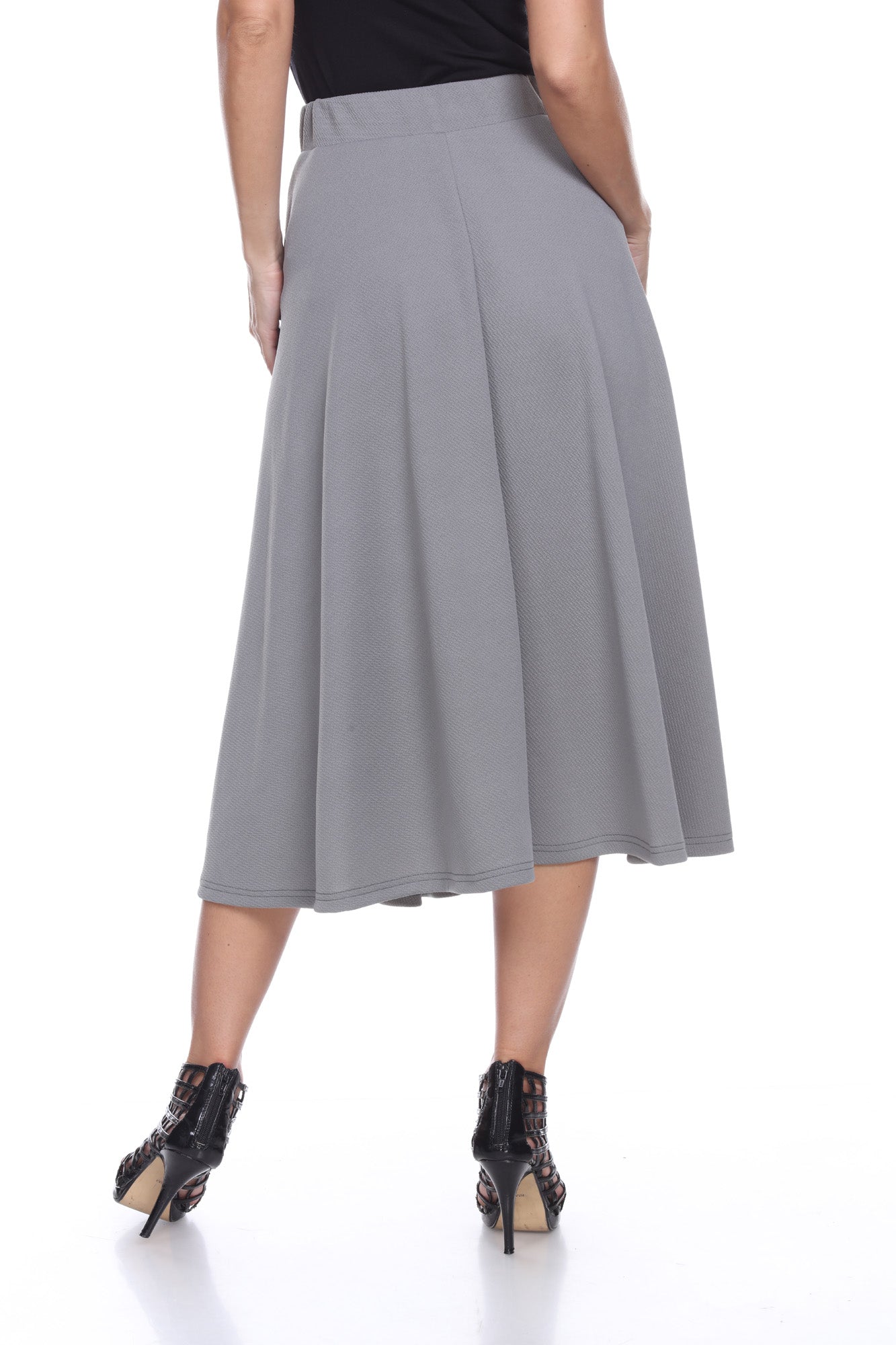  White Mark Flared Midi Skirt With Pockets - S - Bonton