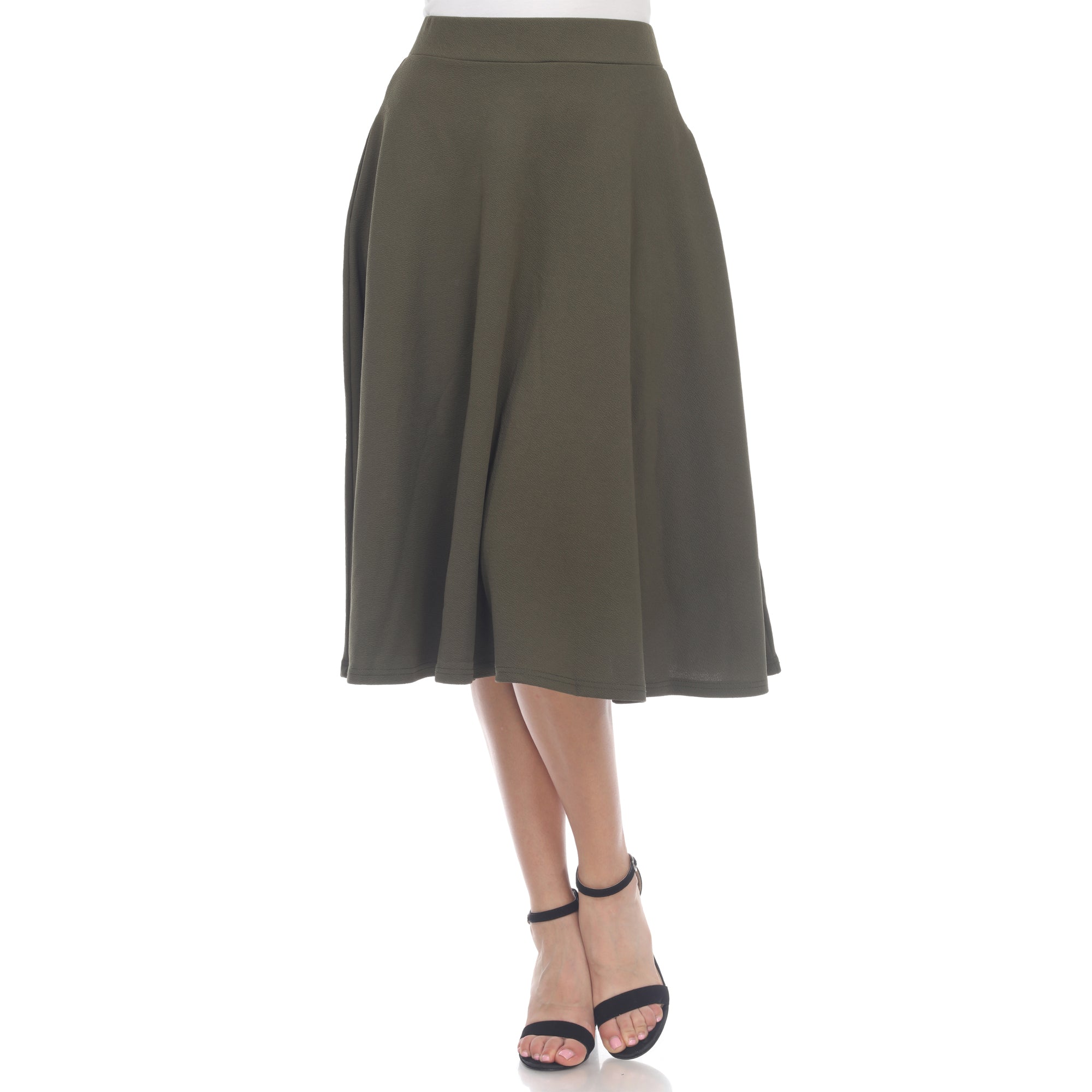  White Mark Flared Midi Skirt With Pockets - S - Bonton