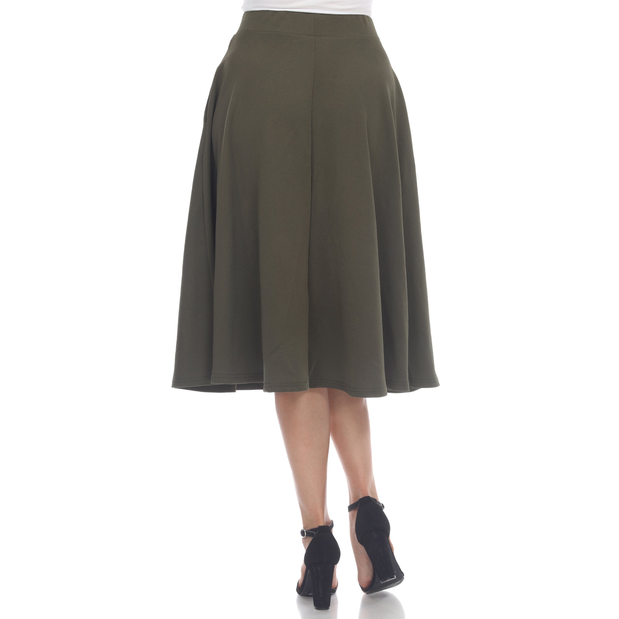  White Mark Flared Midi Skirt With Pockets - S - Bonton