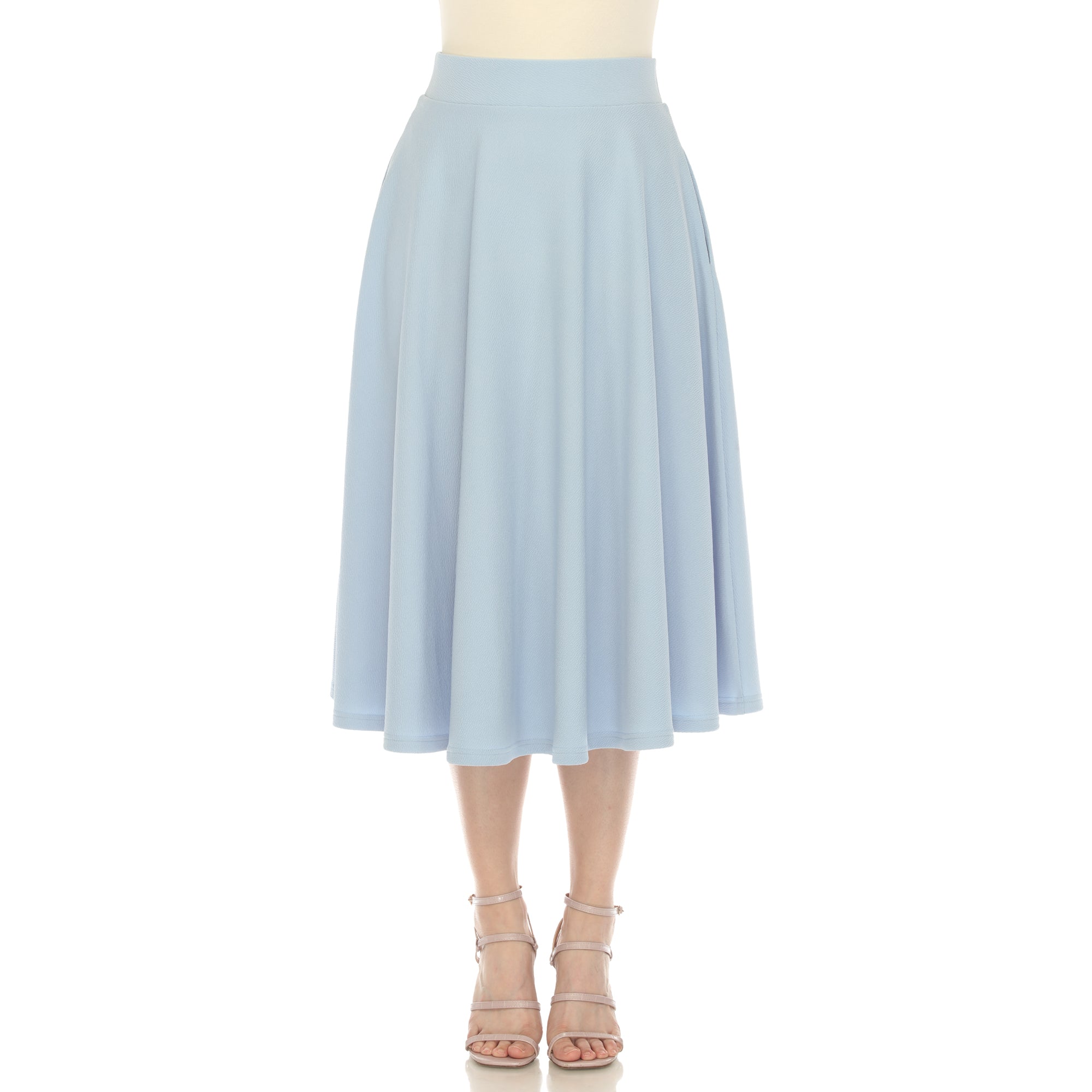  White Mark Flared Midi Skirt With Pockets - S - Bonton