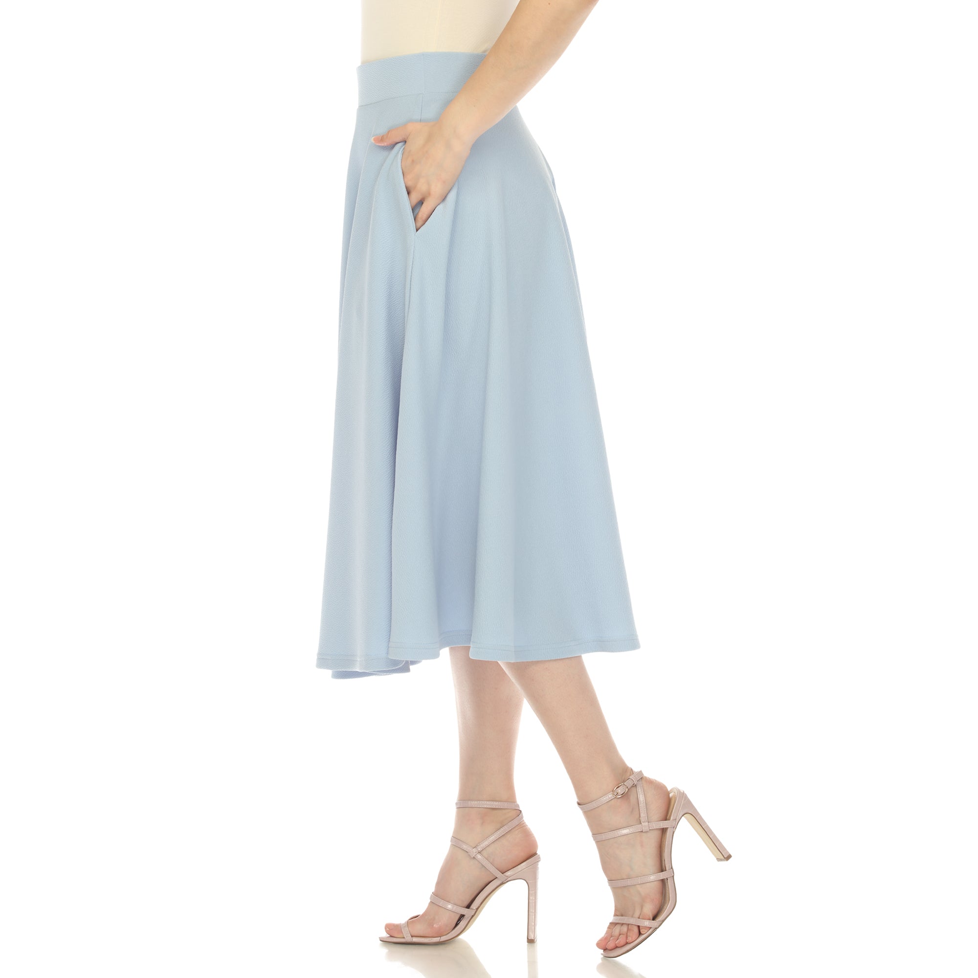  White Mark Flared Midi Skirt With Pockets - S - Bonton