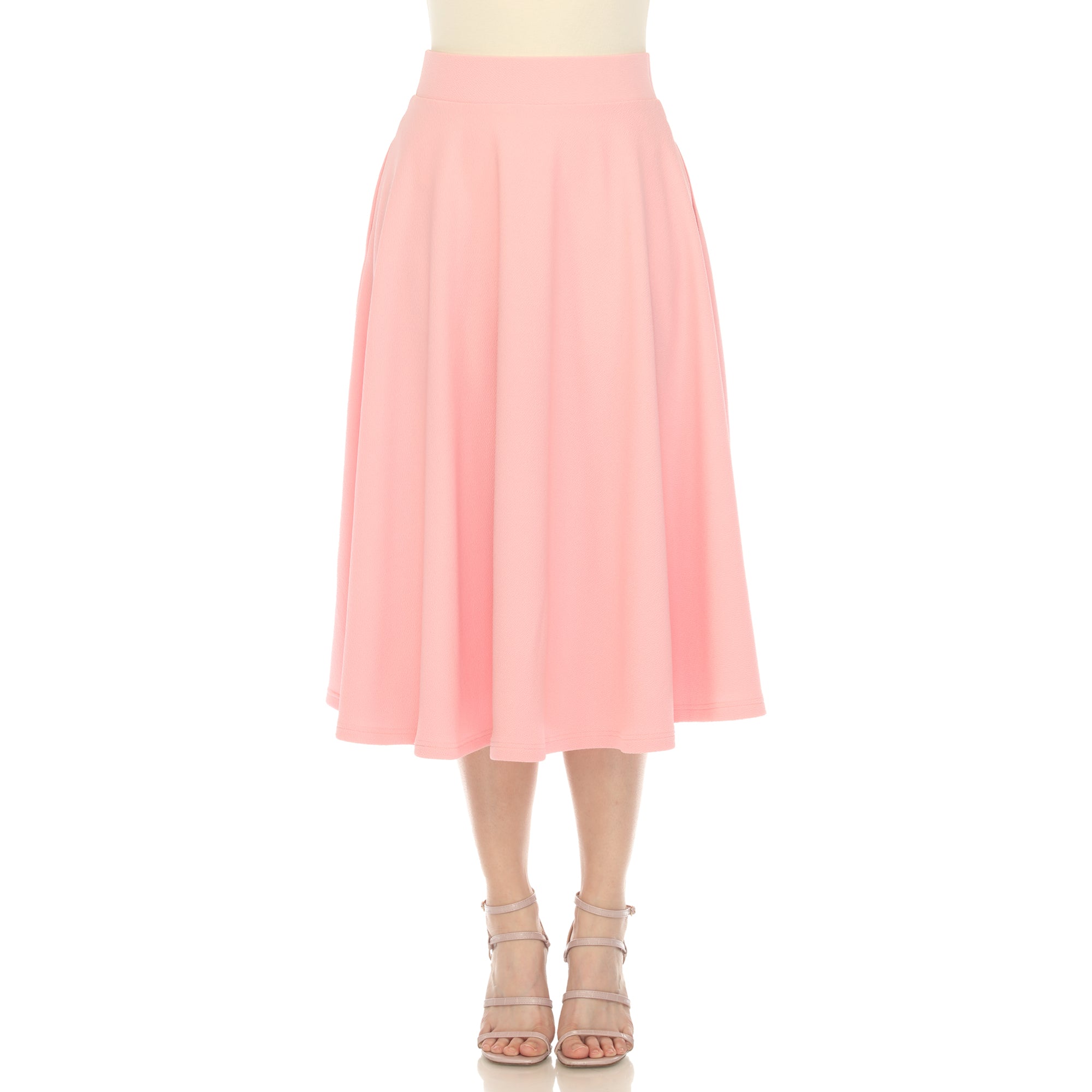  White Mark Flared Midi Skirt With Pockets - S - Bonton