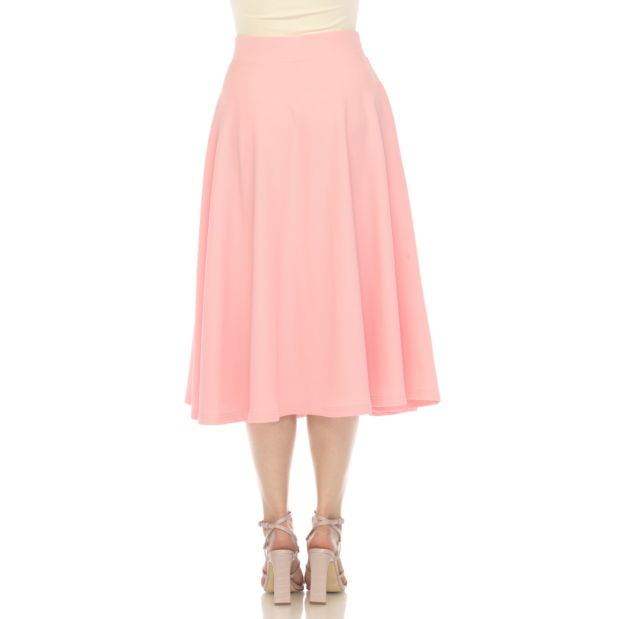  White Mark Flared Midi Skirt With Pockets - S - Bonton