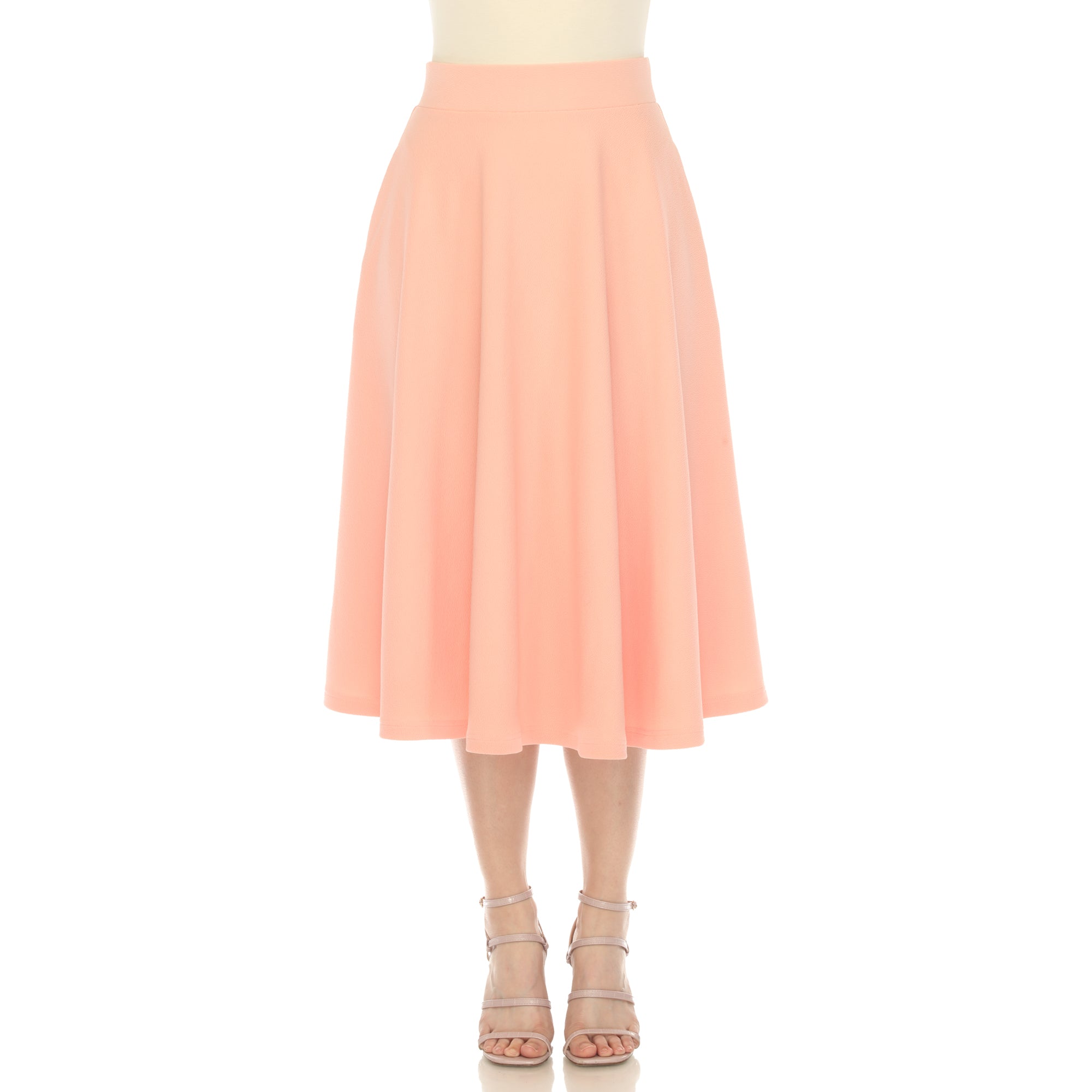  White Mark Flared Midi Skirt With Pockets - S - Bonton