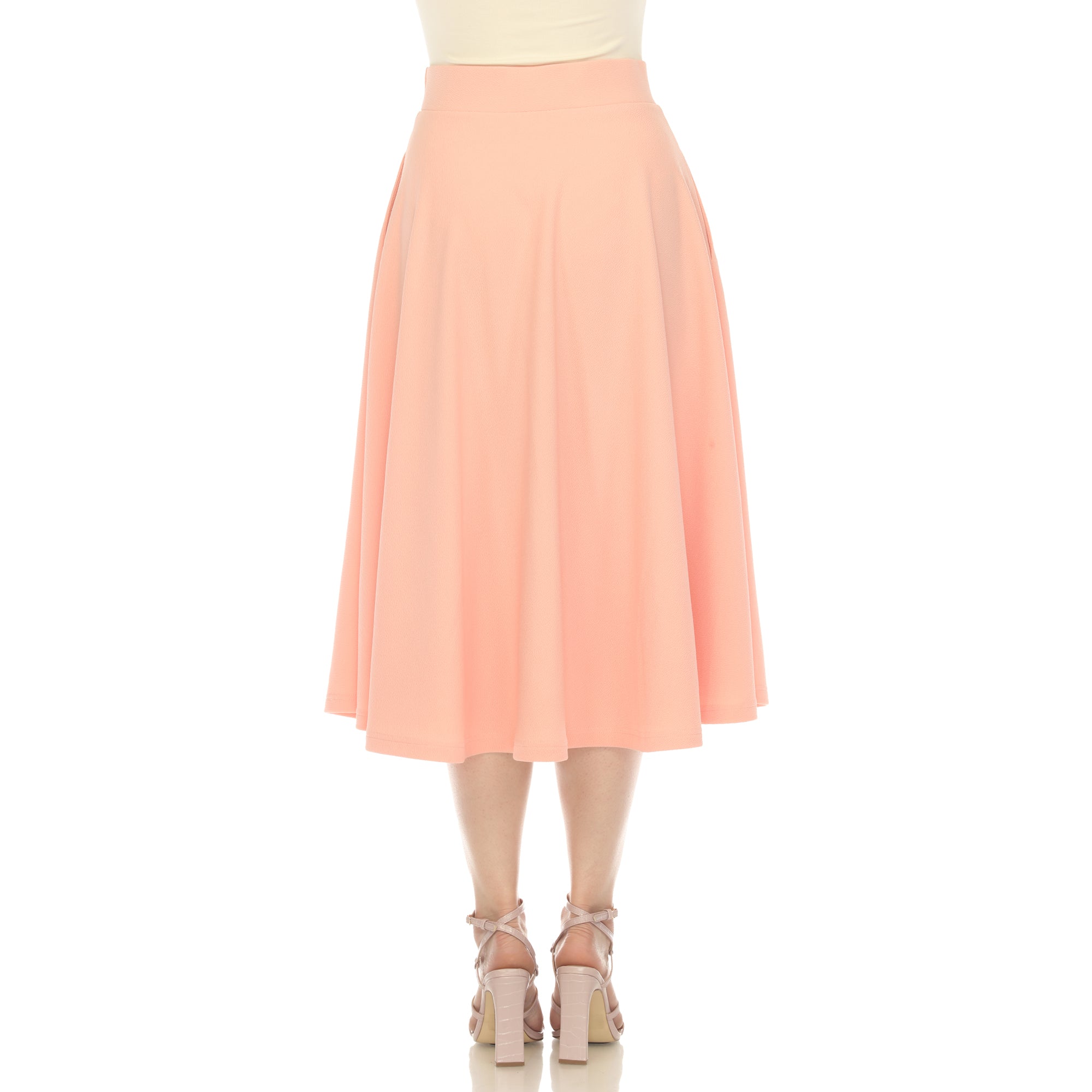  White Mark Flared Midi Skirt With Pockets - S - Bonton